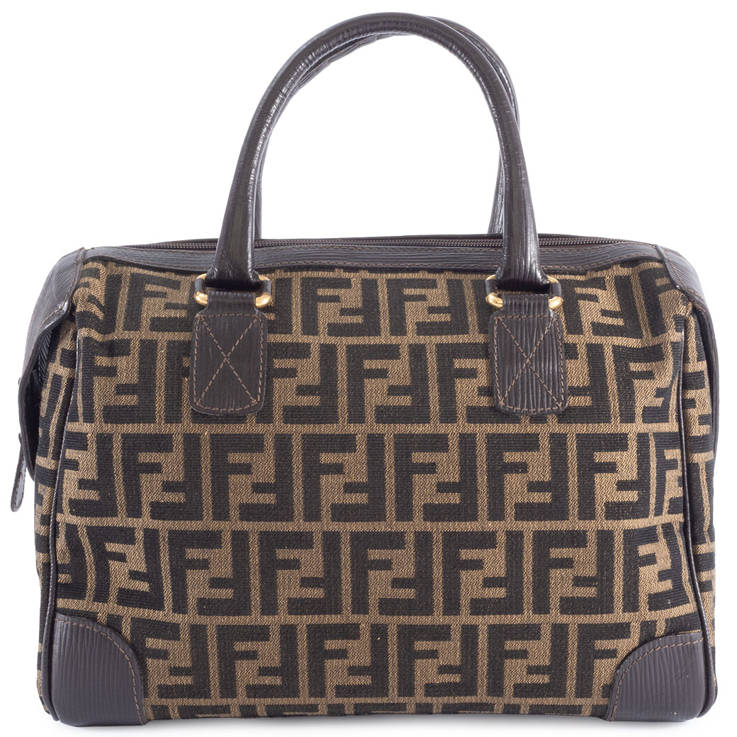 FENDI（フェンディ） ズッカ ハンドバッグ キャンバスxレザー ベージュ