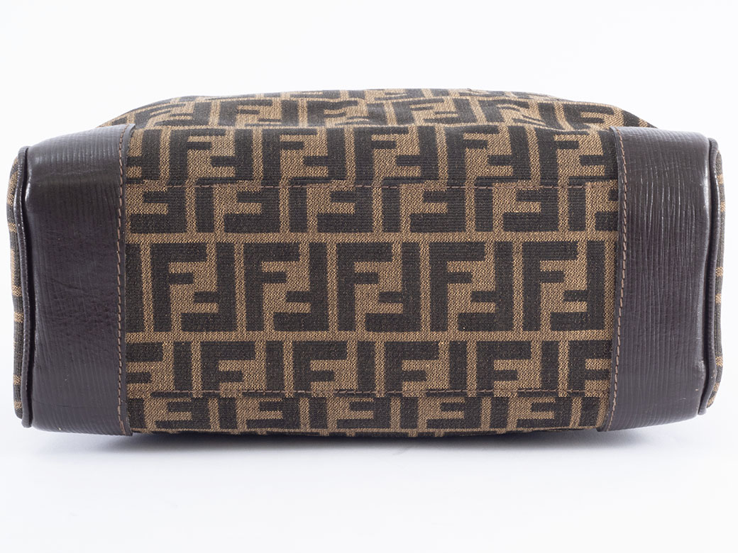 FENDI（フェンディ） ズッカ ハンドバッグ キャンバスxレザー ベージュ
