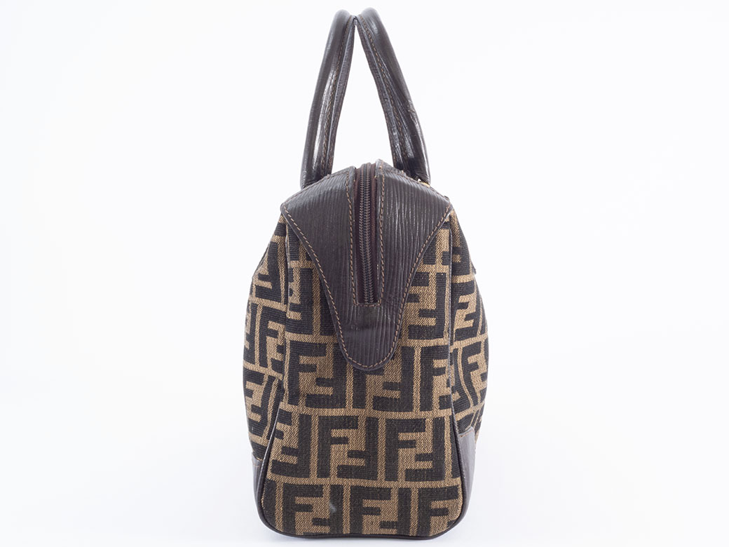 アンティークFENDI】 Fendi ズッカ ハンドバッグ ベージュ×ブラック