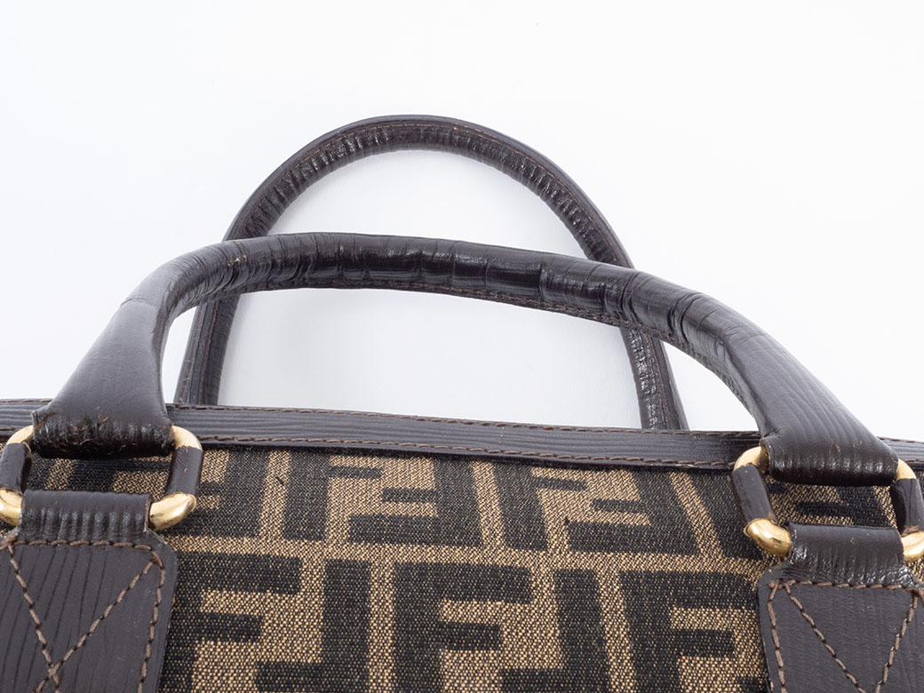 FENDI（フェンディ） ズッカ ハンドバッグ キャンバスxレザー ベージュ