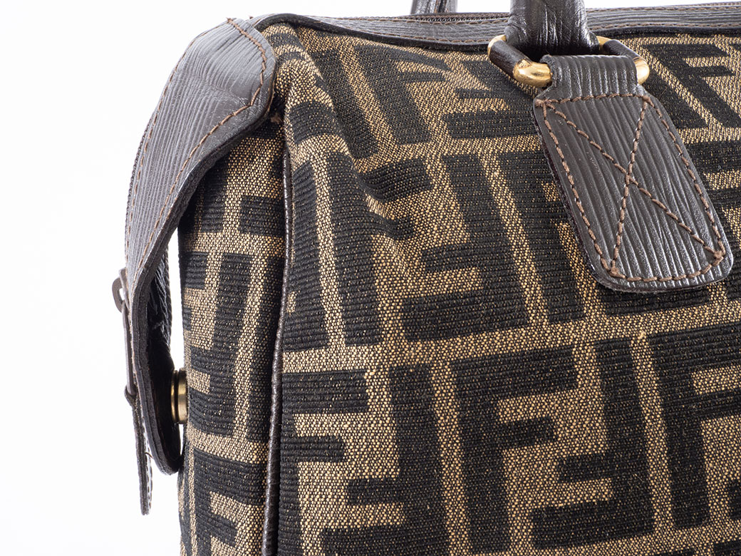 FENDI（フェンディ） ズッカ ハンドバッグ キャンバスxレザー ベージュ