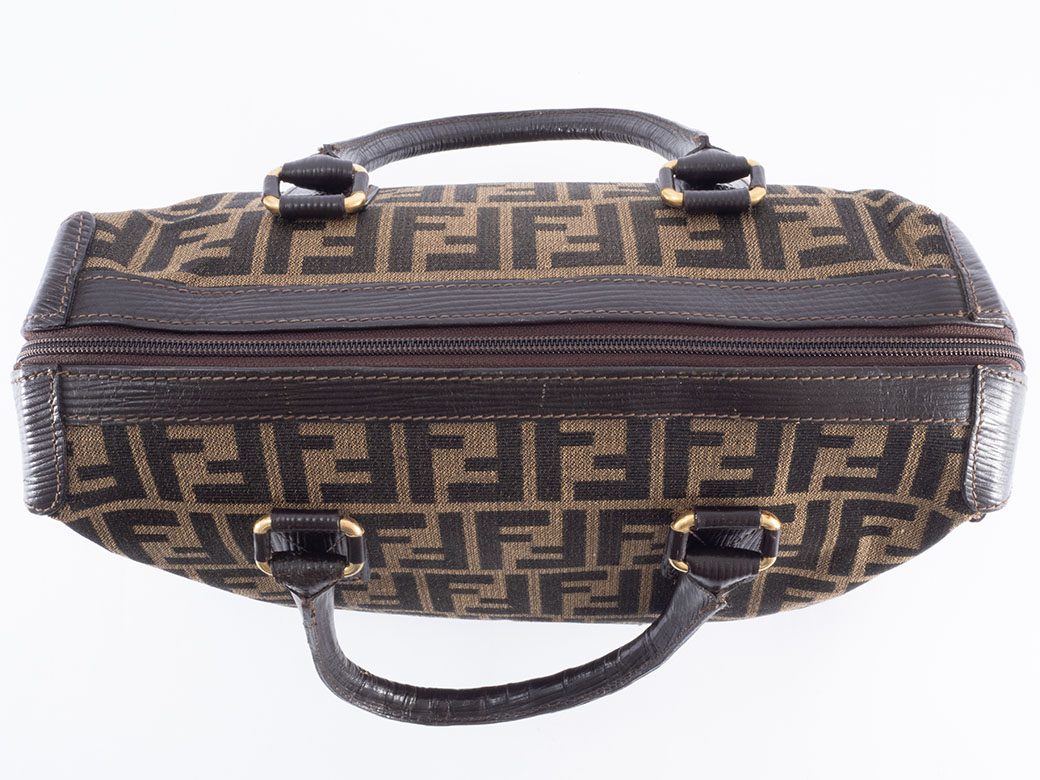 FENDI（フェンディ） ズッカ ハンドバッグ キャンバスxレザー ベージュ