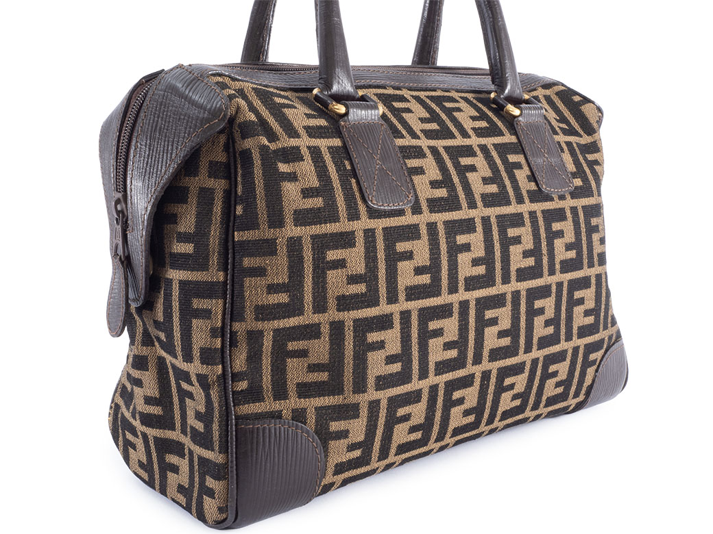 FENDI（フェンディ） ズッカ ハンドバッグ キャンバスxレザー ベージュ