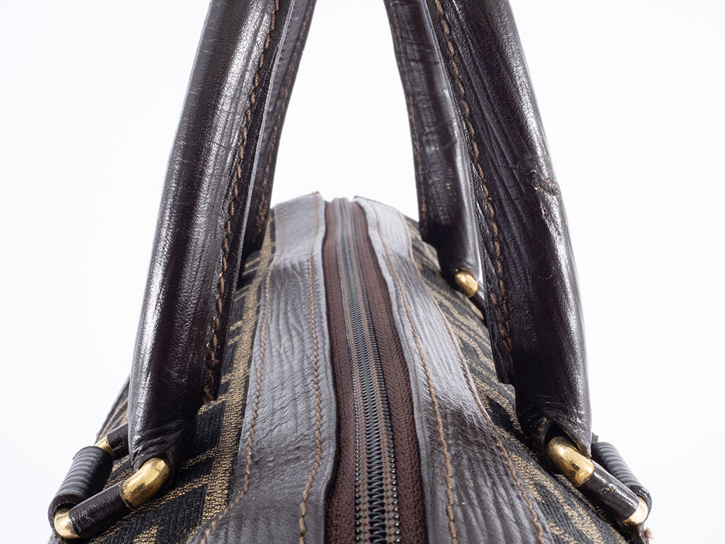 FENDI（フェンディ） ズッカ ハンドバッグ キャンバスxレザー ベージュ