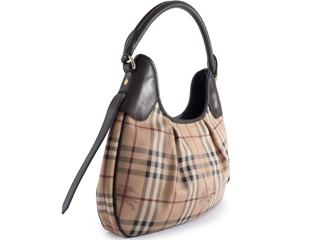 美品 バーバリー Burberry ワンショルダーバッグ ベージュ×ブラック BURBERRY（バーバリー） 肩掛け ワンショルダーバッグ 3531002 PVC