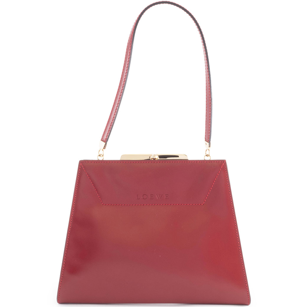 美品　LOEWE(ロエベ)　赤　ハンドバッグ パーティーバッグ LOEWE（ロエベ） がま口 ハンドバッグ レザー レッド レディース 台形
