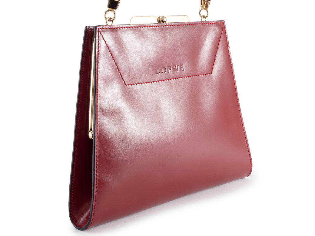 LOEWE（ロエベ） がま口 ハンドバッグ レザー レッド レディース 台形