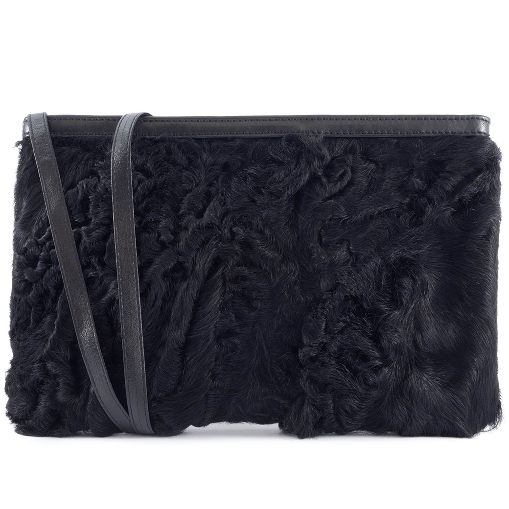 LOEWE（ロエベ） ファー ショルダーバッグ ファーxレザー ブラック