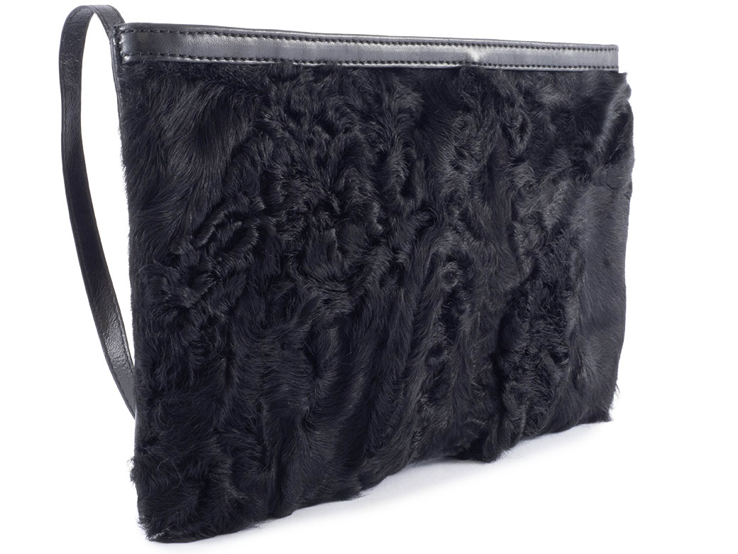 LOEWE（ロエベ） ファー ショルダーバッグ ファーxレザー ブラック
