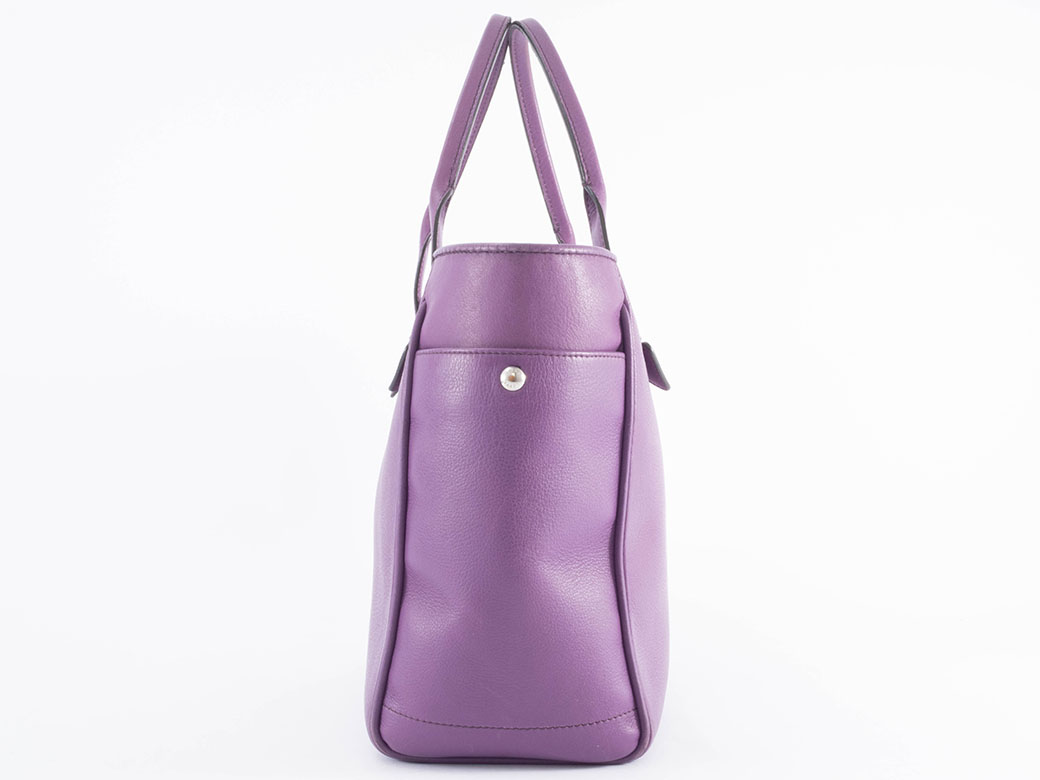 ロエベ ヘリテージ トートバッグ 081010 レザー パープル レディース A4収納可 LOEWE 中古の画像