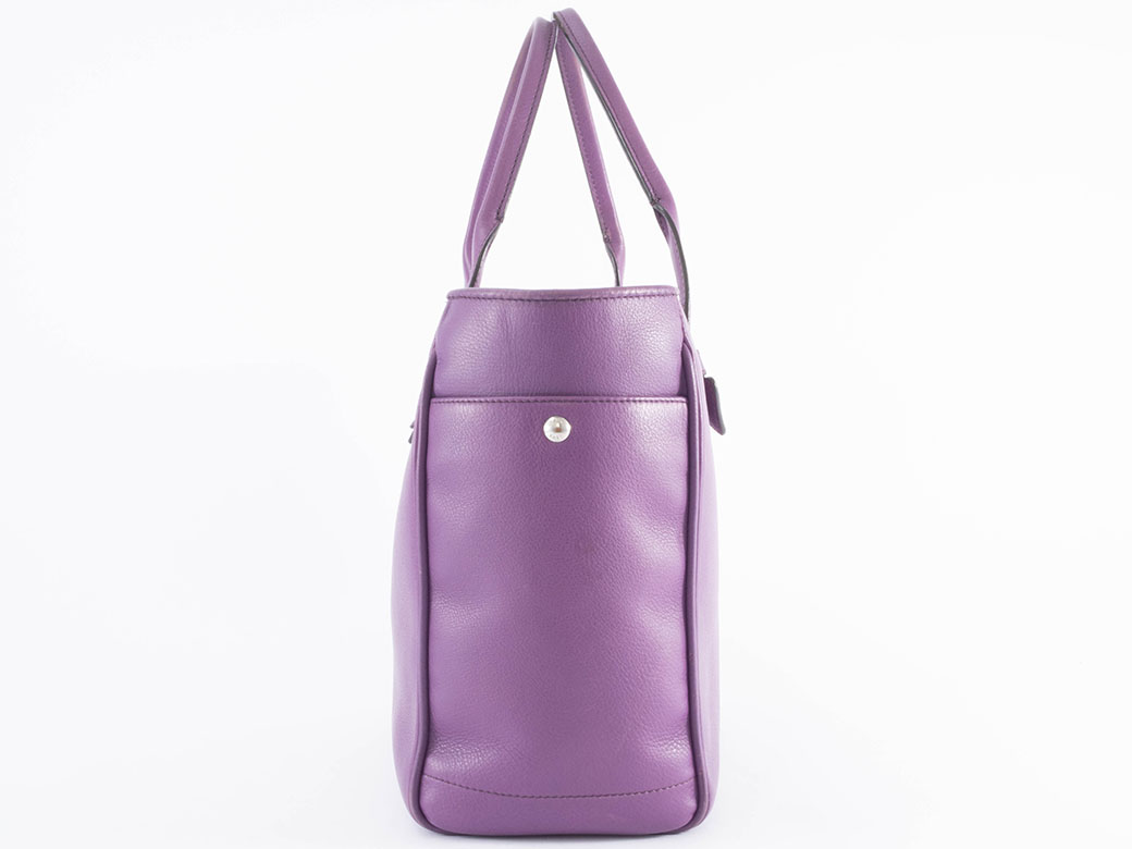 ロエベ ヘリテージ トートバッグ 081010 レザー パープル レディース A4収納可 LOEWE 中古の画像