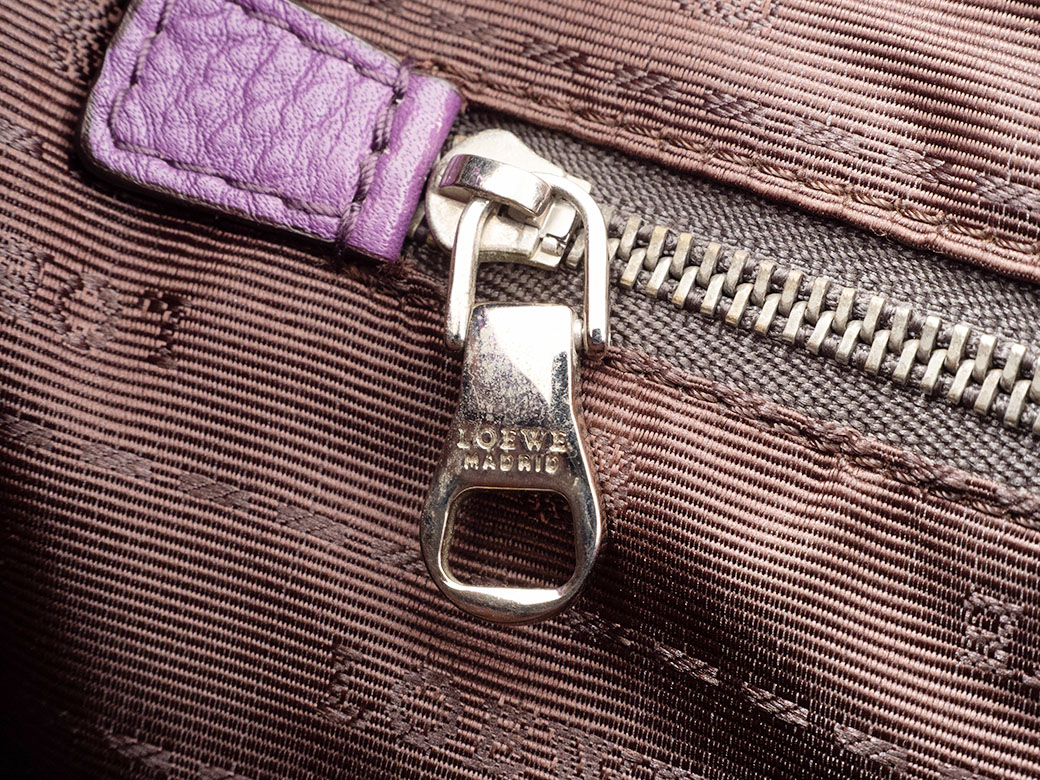 ロエベ ヘリテージ トートバッグ 081010 レザー パープル レディース A4収納可 LOEWE 中古の画像