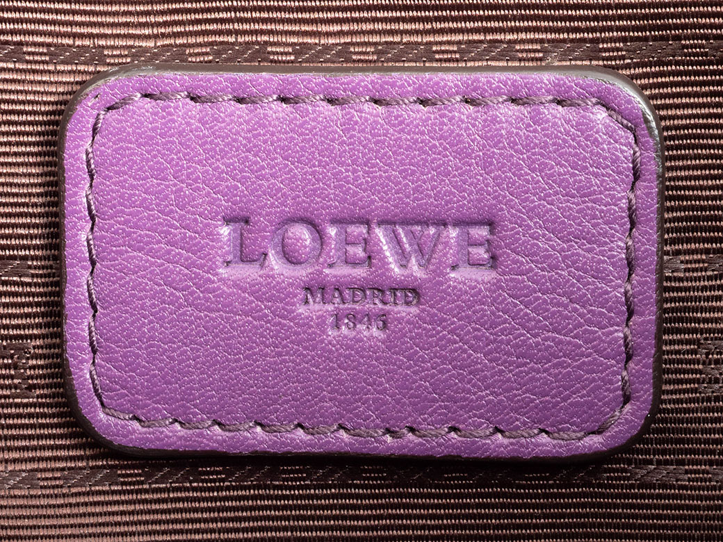 ロエベ ヘリテージ トートバッグ 081010 レザー パープル レディース A4収納可 LOEWE 中古の画像