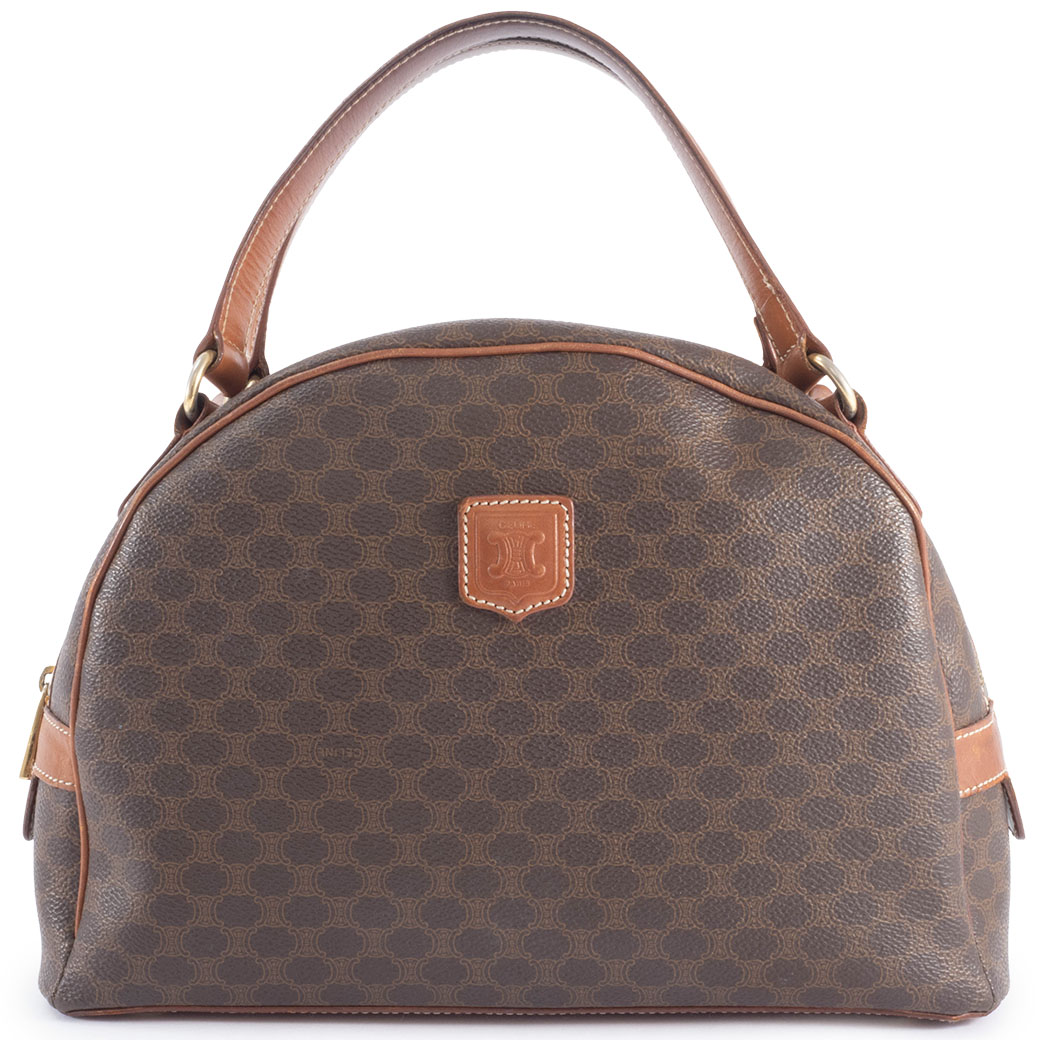 CELINE ボストンバッグ　マカダムオールド CELINE（セリーヌ） バッグ 中古 マカダム ハンドバッグ MC97 ブラウン