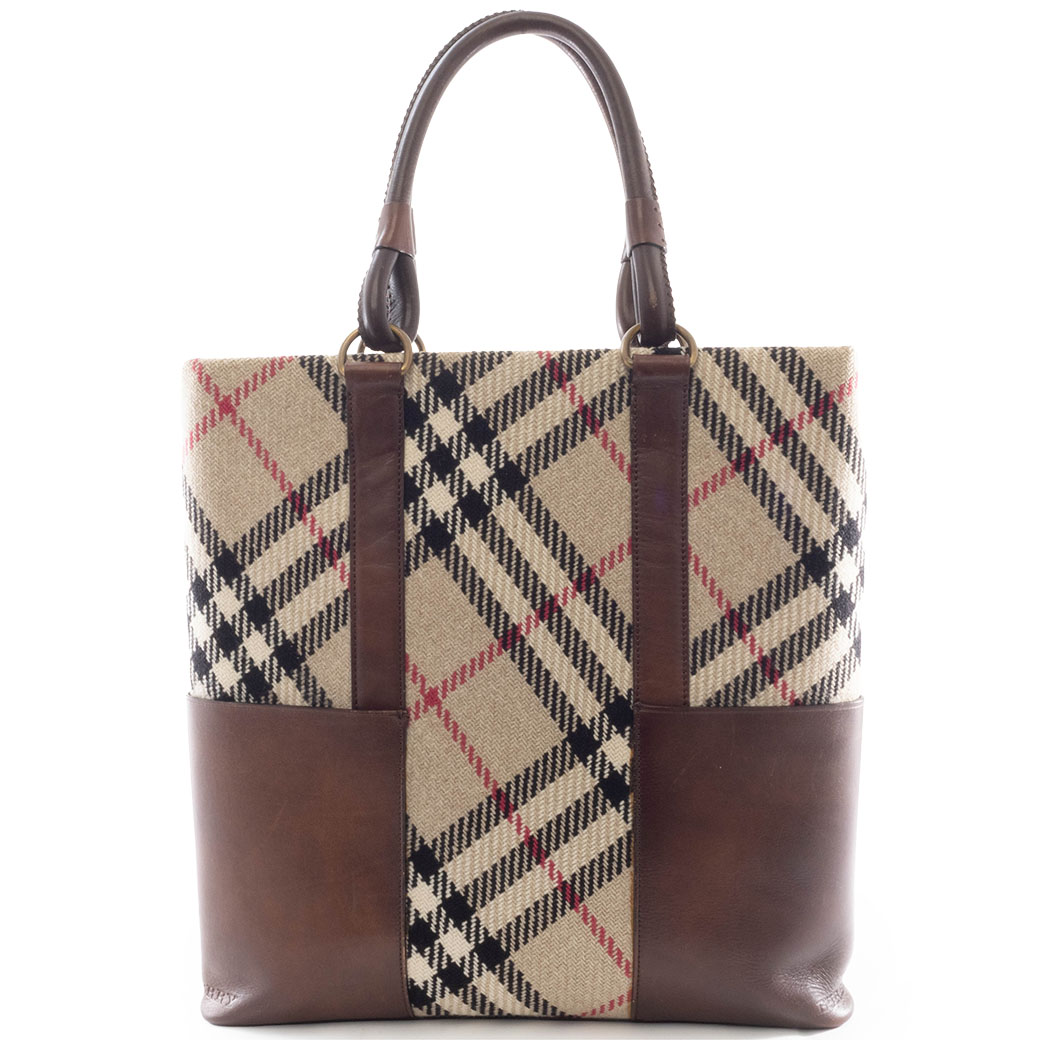 BURBERRY（バーバリー） チェック トートバッグ ウールxレザー