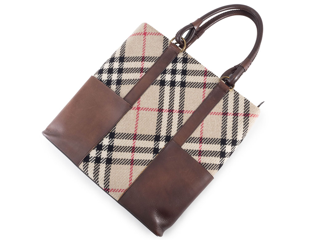 BURBERRY（バーバリー） チェック トートバッグ ウールxレザー