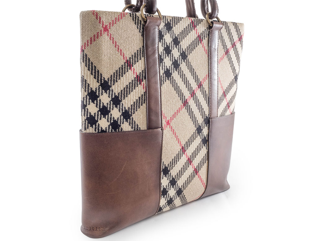 BURBERRY（バーバリー） チェック トートバッグ ウールxレザー
