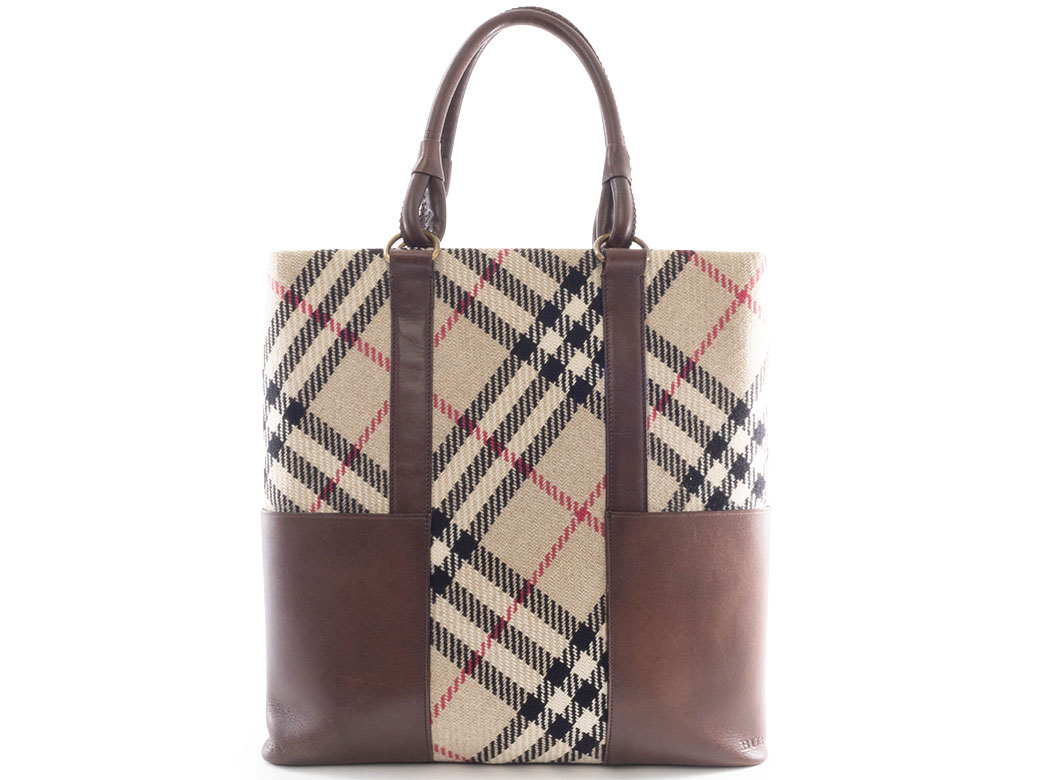BURBERRY（バーバリー） チェック トートバッグ ウールxレザー