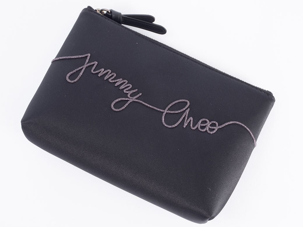 JIMMY CHOO（ジミーチュウ） サテン ロゴ ポーチ 小物入れ ブラック