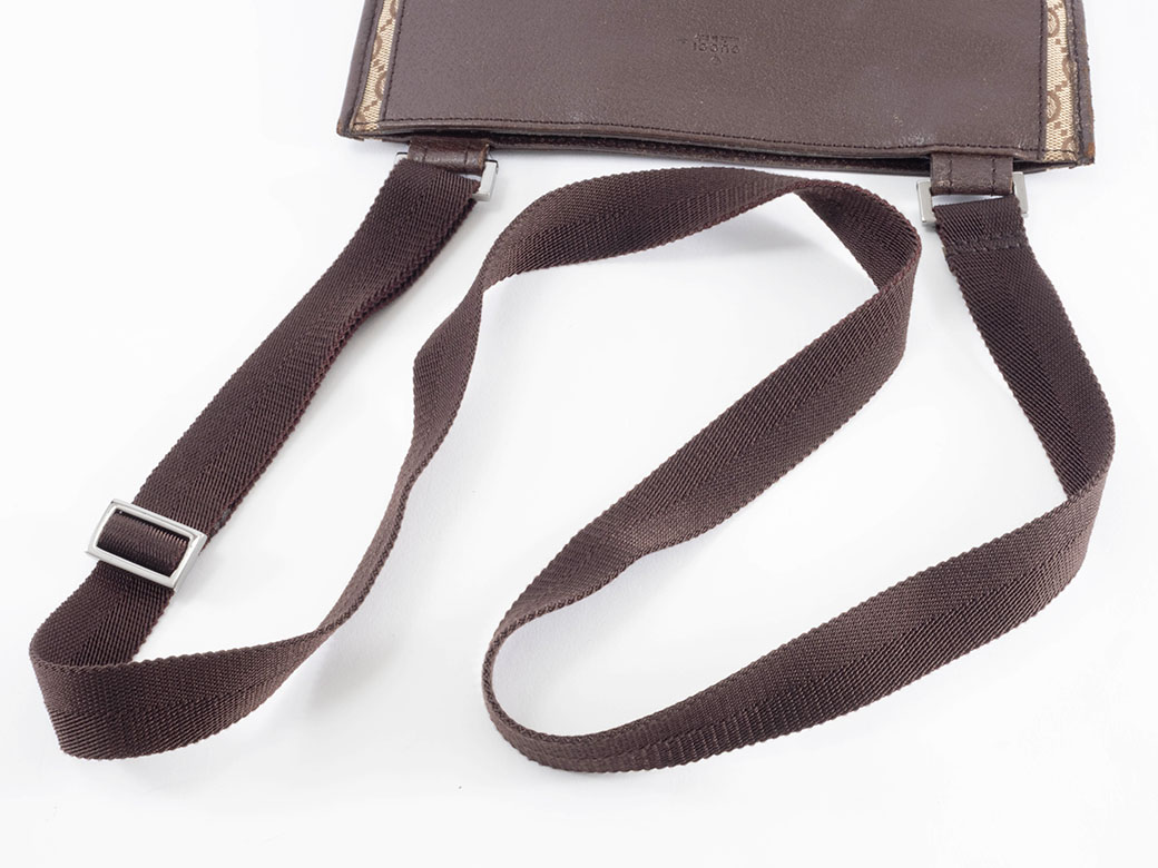 美品 GUCCI グッチ ブラウン ベージュ シルバー金具 GGキャンバス /レザー 27639 ショルダーバッグ ポシェット レディース 505809 【中古】 GG グッチ バッグ ショルダー レディース 中古 GGキャンバス レザー