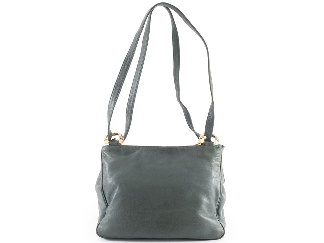 【LOEWE】ショルダーバッグ　アナグラム型押し　レザー　ダークグリーン. ロエベ アナグラム ショルダーバッグ ラムレザー グリーン