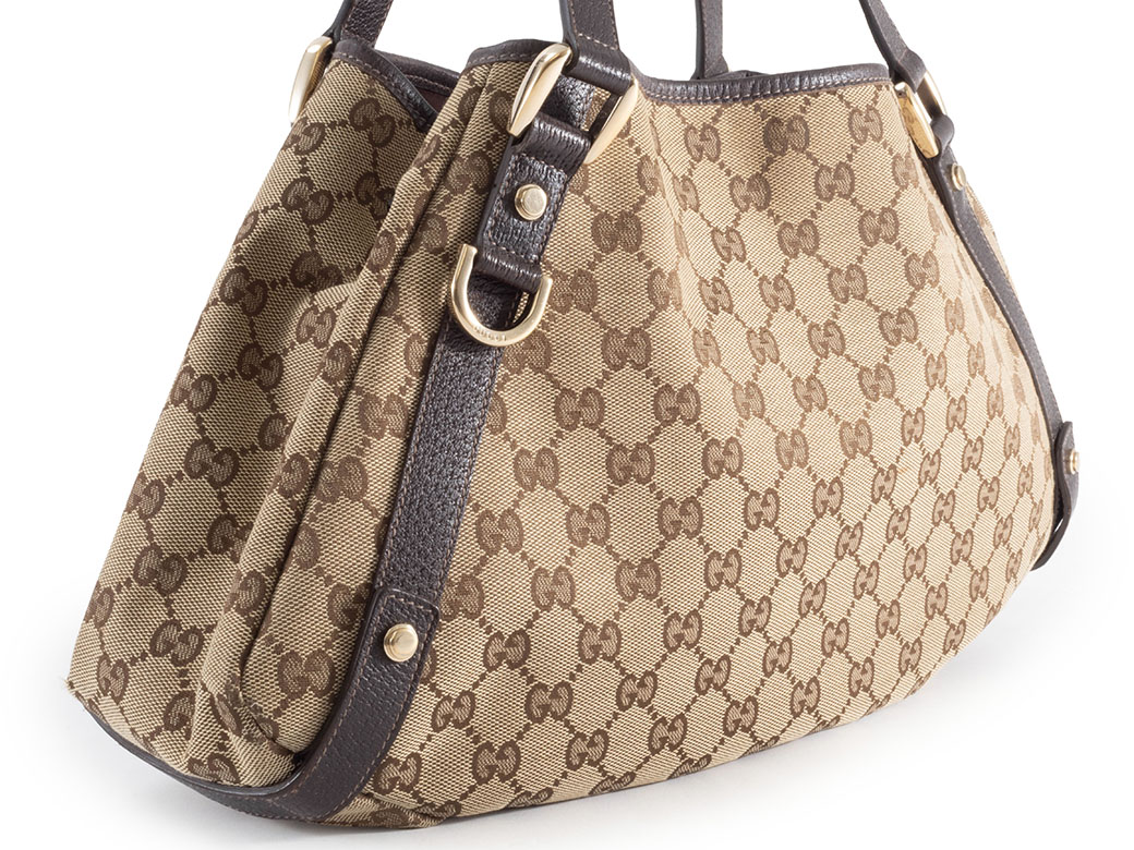 グッチ アビートートバッグ 130736 GGキャンバスxレザー ベージュx