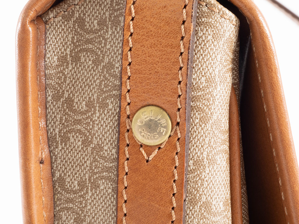 セリーヌ CELINE M06 マカダム柄 ベージュ×ブラウン レザー バッグ ショルダーバッグ レディース 送料無料 【中古】 CELINE（セリーヌ） バッグ 中古 ショルダーバッグ マカダム フラップ