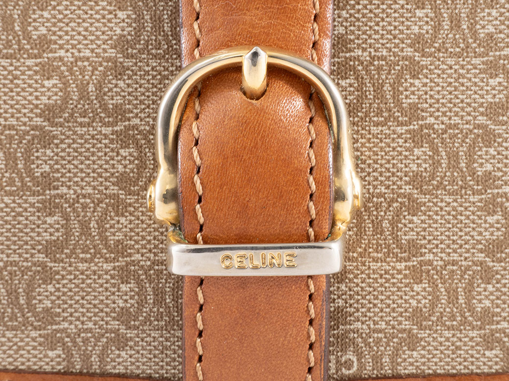 セリーヌ CELINE M06 マカダム柄 ベージュ×ブラウン レザー バッグ ショルダーバッグ レディース 送料無料 【中古】 CELINE（セリーヌ） バッグ 中古 ショルダーバッグ マカダム フラップ