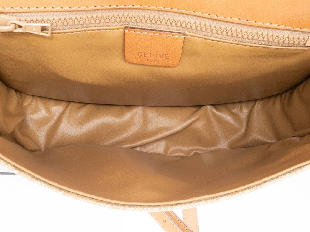 セリーヌ CELINE M06 マカダム柄 ベージュ×ブラウン レザー バッグ ショルダーバッグ レディース 送料無料 【中古】 CELINE（セリーヌ） バッグ 中古 ショルダーバッグ マカダム フラップ