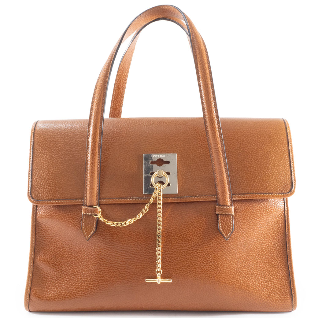 CELINE ブラウンレザー ハンドバッグ CELINEセリーヌブラウンレザーハンドバッグ