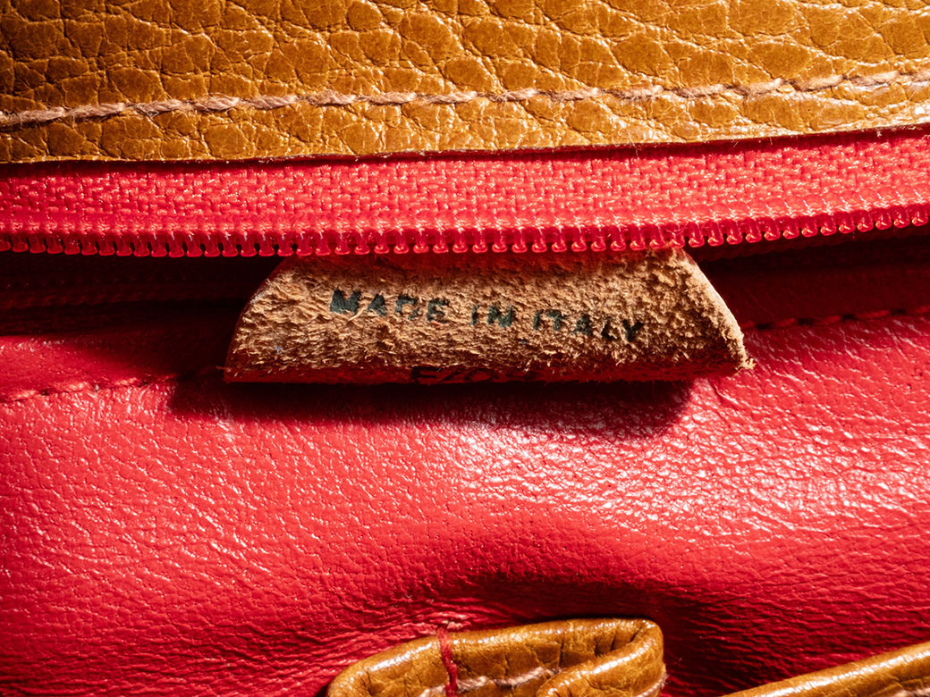 セリーヌ チェーンロック ハンドバッグ F/09 レザー ブラウン