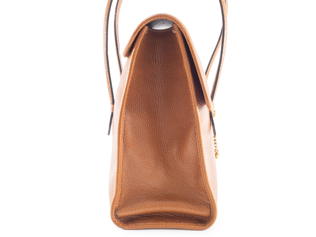 セリーヌ チェーンロック ハンドバッグ F/09 レザー ブラウン