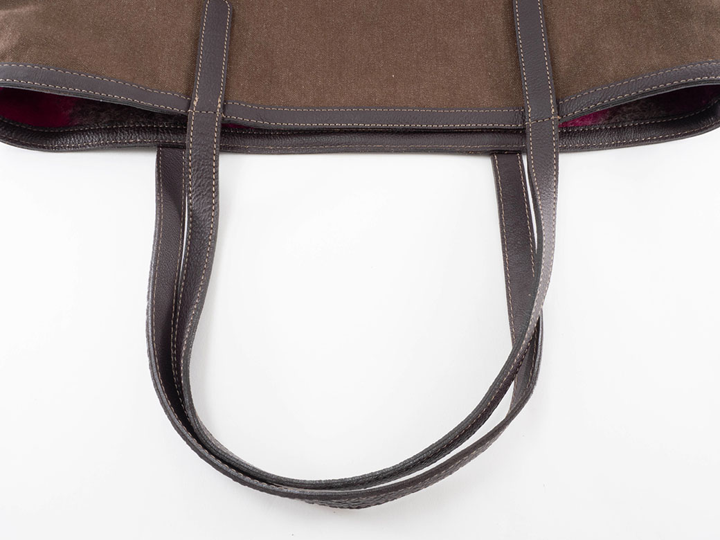 バーバリー リバーシブル トートバッグ キャンバス ブラウンxマルチ