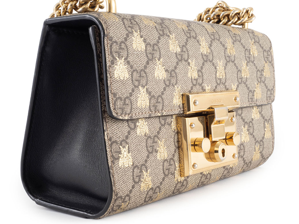 本物 グッチ GUCCI パドロック チェーン ショルダーバッグ ポシェット レザー ブラック 409487 Padlock バッグ 中古・ グッチ GUCCI ショルダーバッグ レディース チェーン バッグ