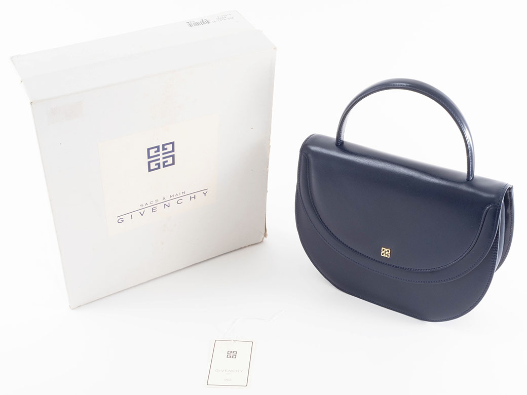 ジバンシー フラップ ハンドバッグ 940-4421-70 レザー ネイビー