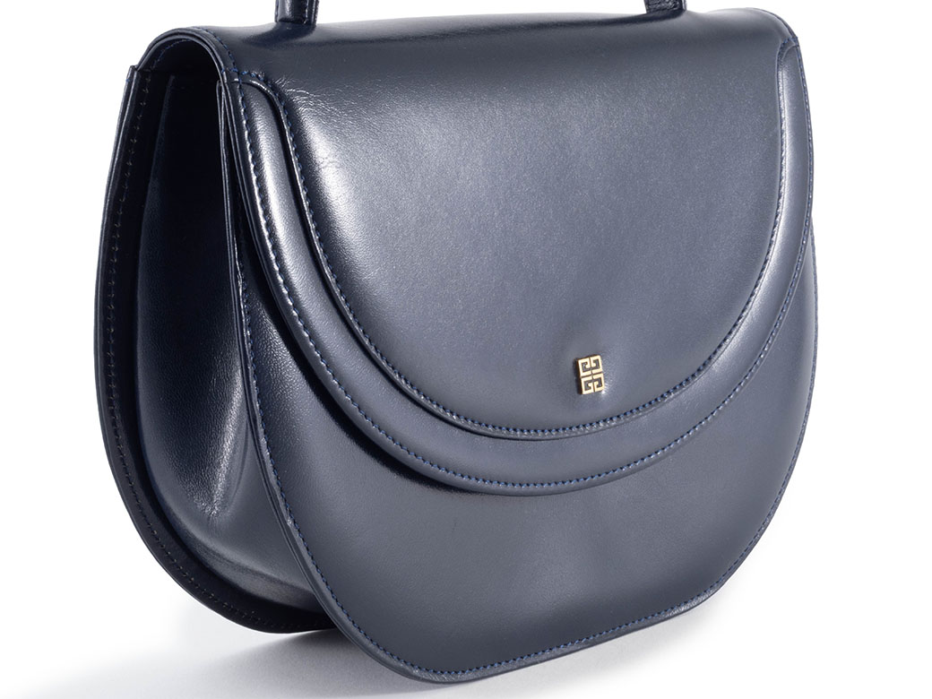 ジバンシー フラップ ハンドバッグ 940-4421-70 レザー ネイビー