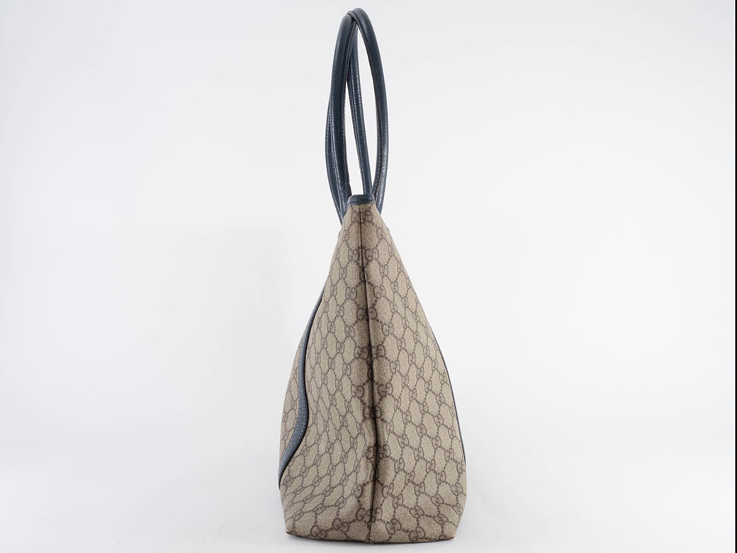 グッチ GGスプリーム トートバッグ 114288 レザー ベージュxブルー