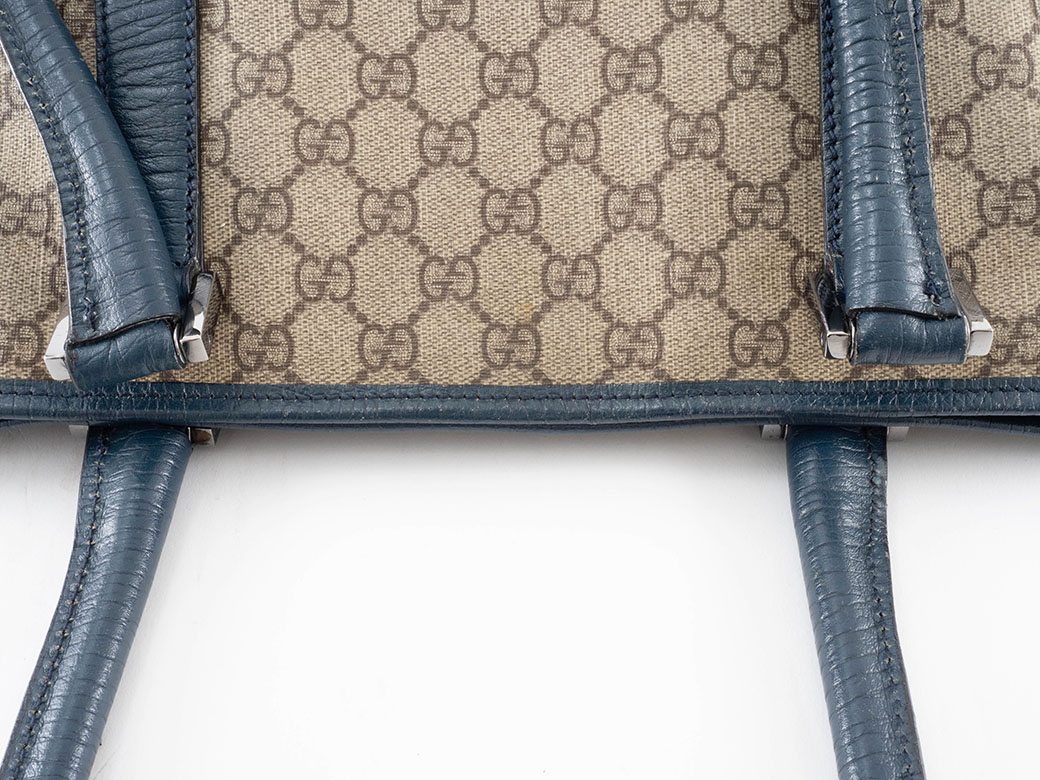 グッチ GGスプリーム トートバッグ 114288 レザー ベージュxブルー