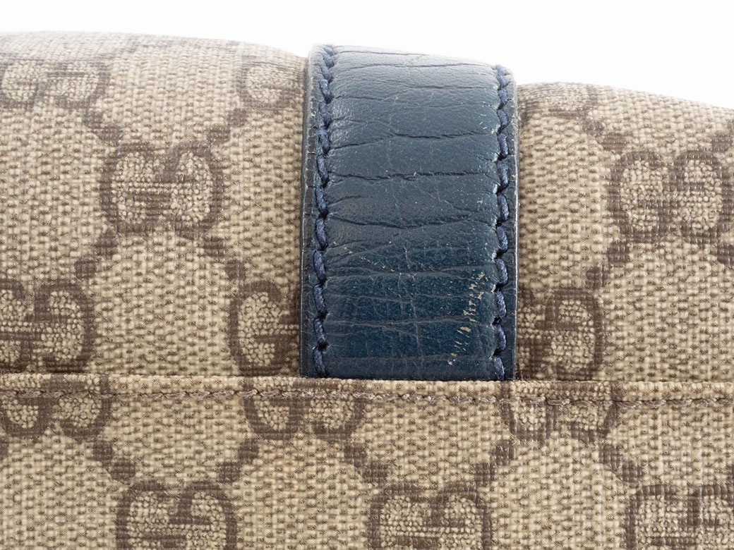 グッチ GGスプリーム トートバッグ 114288 レザー ベージュxブルー