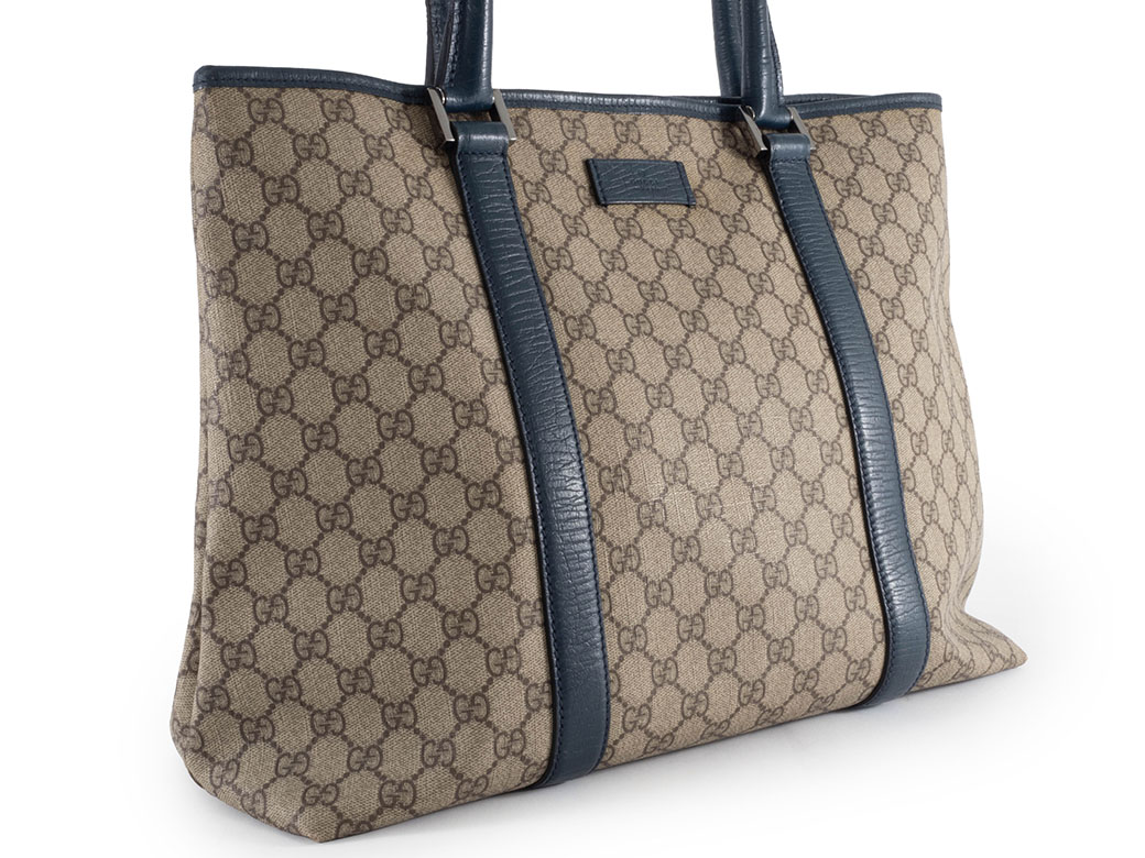 グッチ GGスプリーム トートバッグ 114288 レザー ベージュxブルー