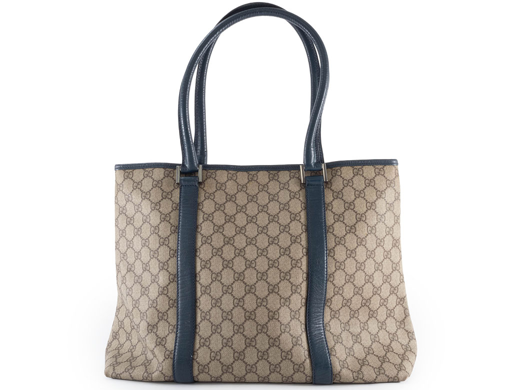 グッチ GGスプリーム トートバッグ 114288 レザー ベージュxブルー