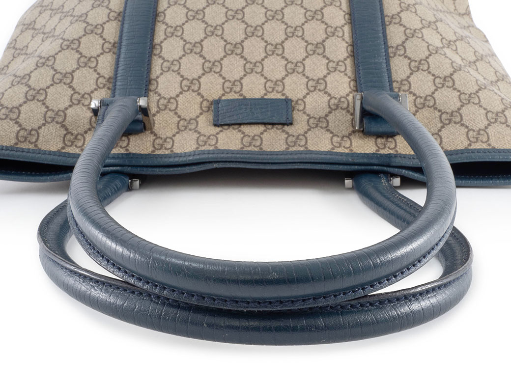 グッチ GGスプリーム トートバッグ 114288 レザー ベージュxブルー