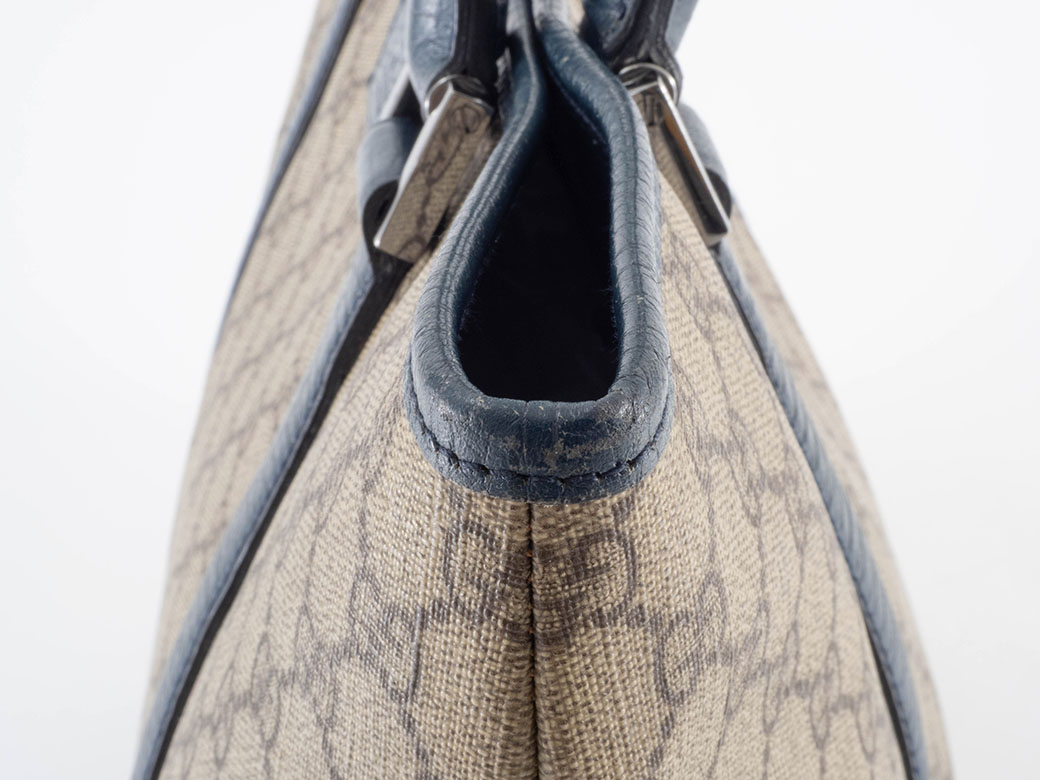 グッチ GGスプリーム トートバッグ 114288 レザー ベージュxブルー