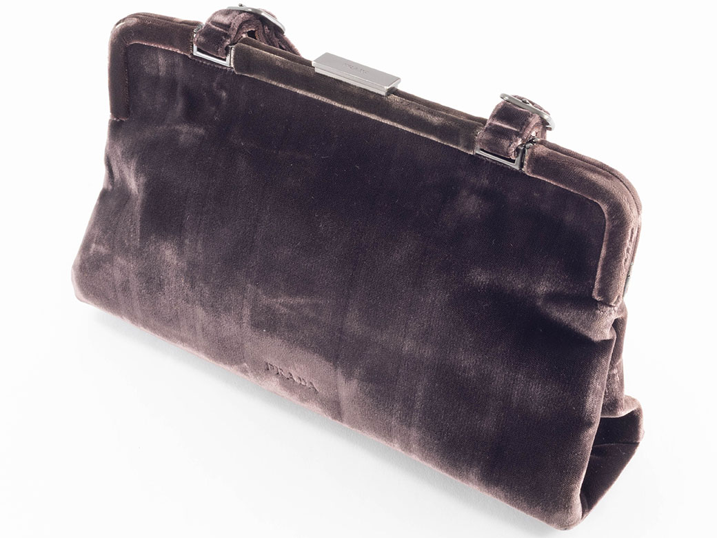 PRADA（プラダ） バッグ 中古 がま口 ハンドバッグ ベロア ダーク