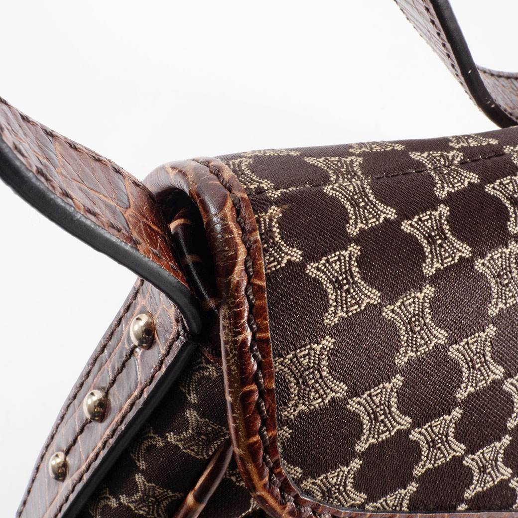 CELINE ダークブラウン レザーハンドバッグ CELINE セリーヌ レザーハンドバッグ/ブランドバッグ・小物