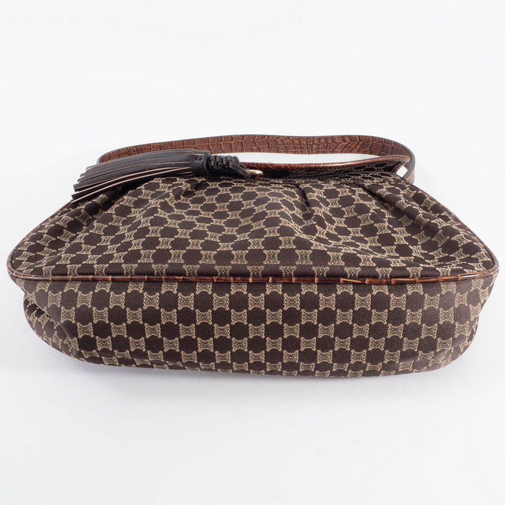 CELINE ダークブラウン レザーハンドバッグ CELINE セリーヌ レザーハンドバッグ/ブランドバッグ・小物