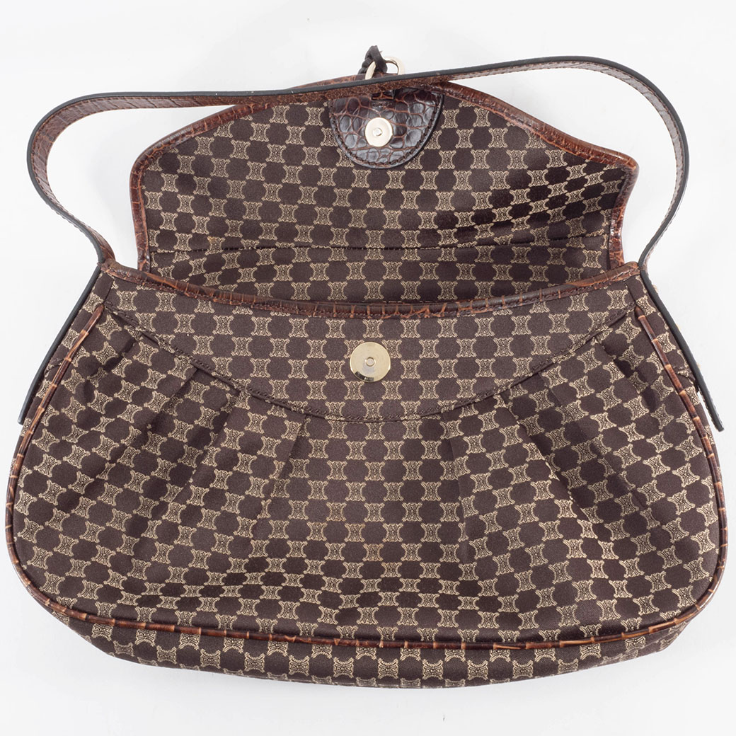 CELINE ダークブラウン レザーハンドバッグ CELINE セリーヌ レザーハンドバッグ/ブランドバッグ・小物