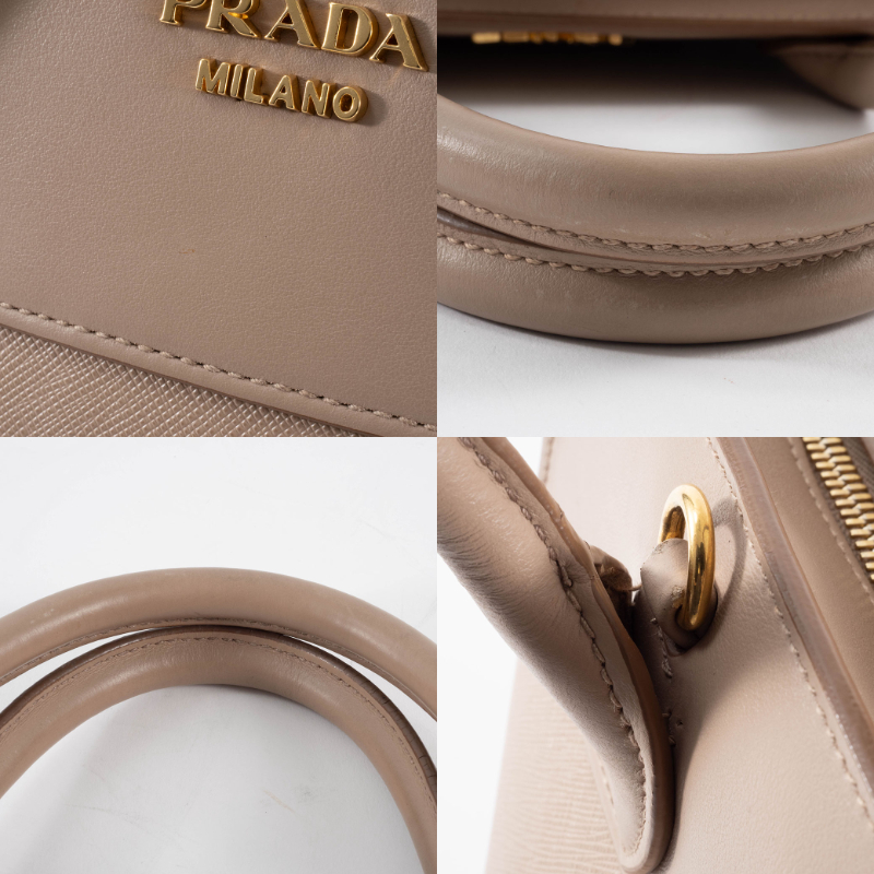 中古PRADAプラダビジネスバッグ型押し茶 中古・古着通販】PRADA (プラダ) ターンロックレザーハンドバッグ
