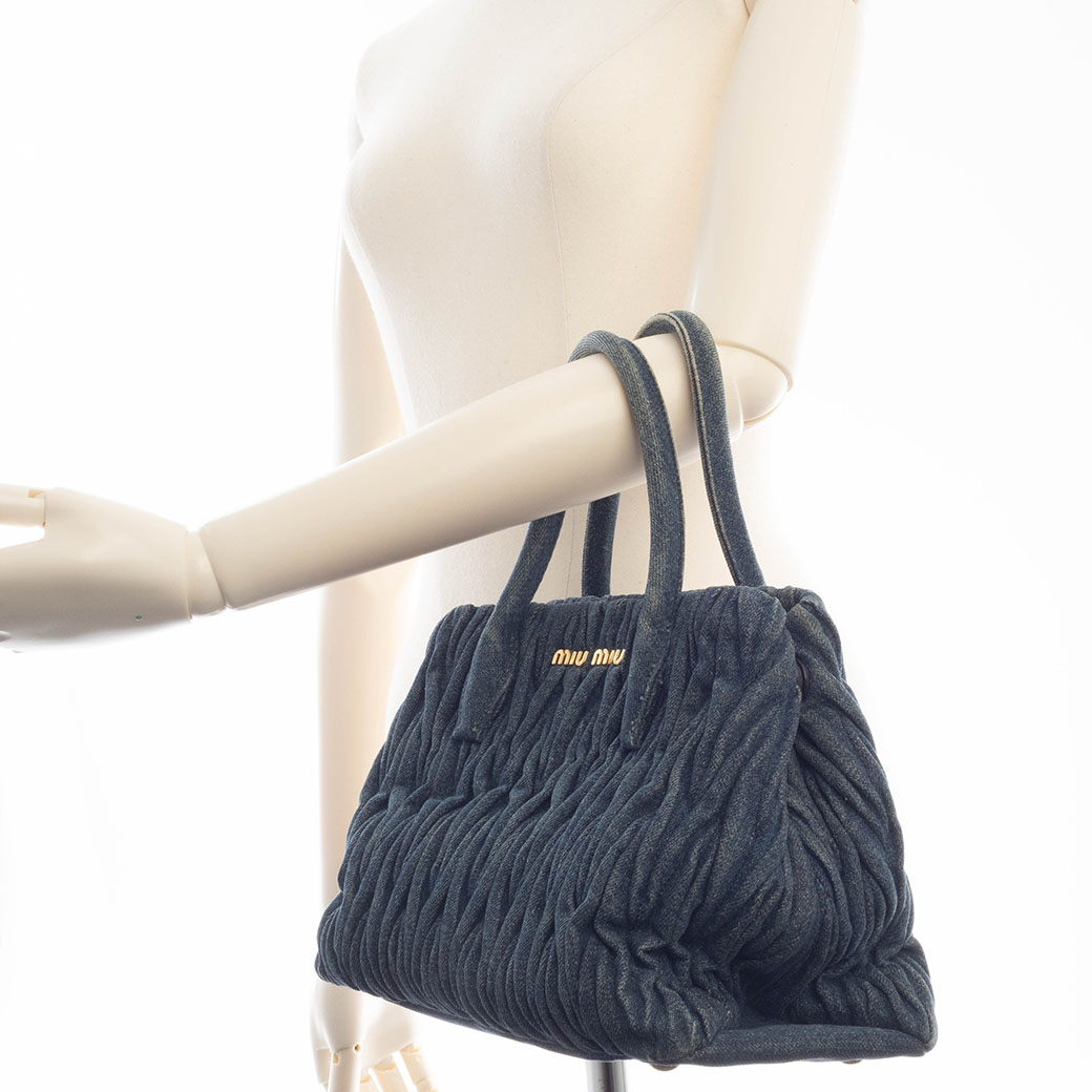 ミュウミュウ デニムマテラッセ ハンドバッグ RN1069 ブルー