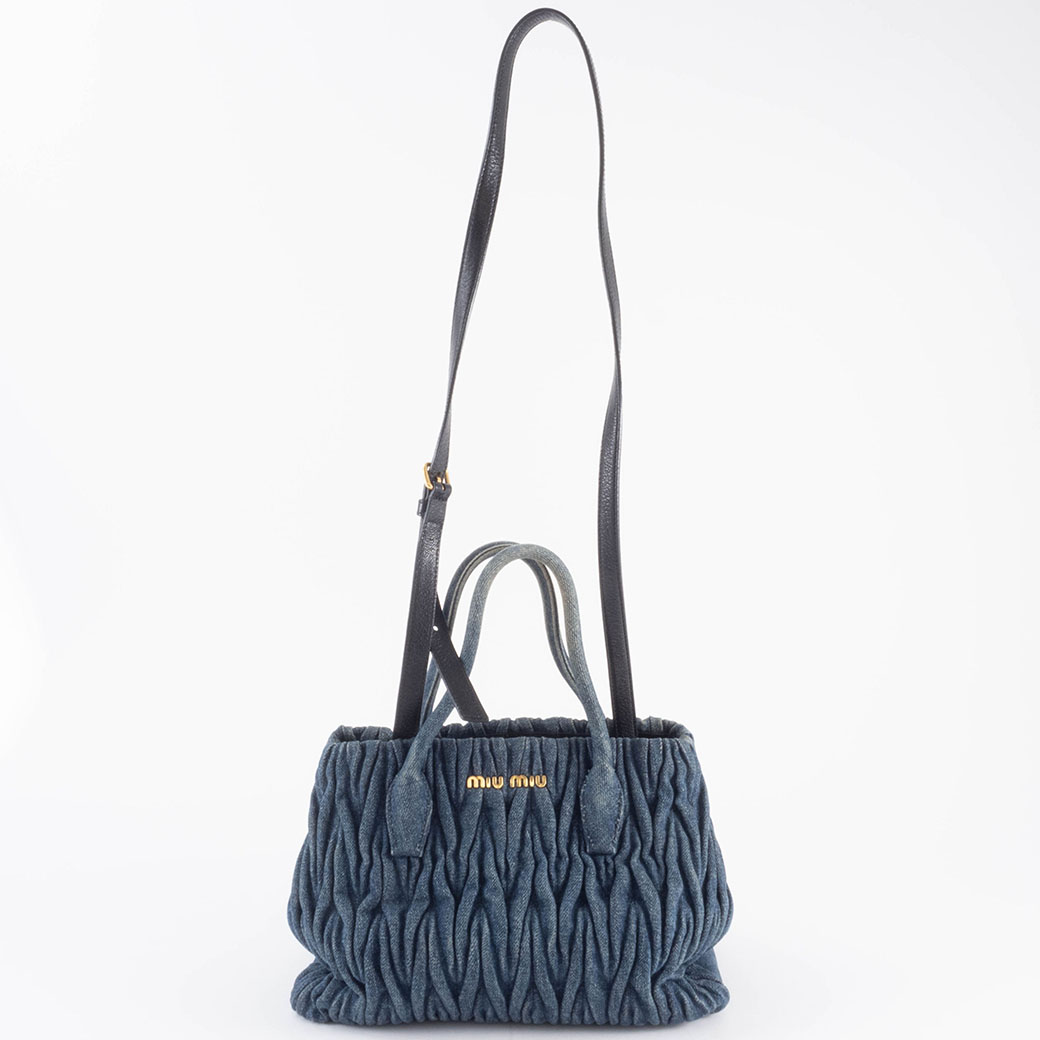 ミュウミュウ デニムマテラッセ ハンドバッグ RN1069 ブルー